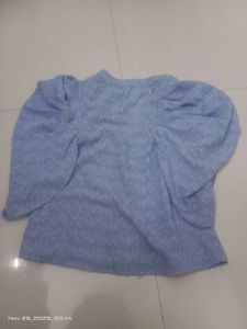 Stylish Blue Puff Sleeve Top