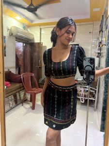 Ethnic Crop Top &amp; Skirt Set
