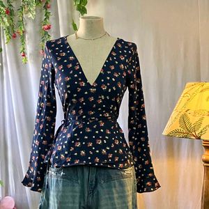 H&M Floral Wrap Top