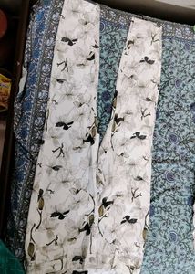 Floral Jeans (White Denim,Green Blooms)