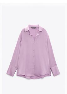 Lavender Satin Shirt By Zara