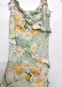 H&amp;M Flounce Trimmed Crepe Dress