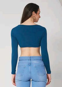 Scoop necked micro crop blouse top,