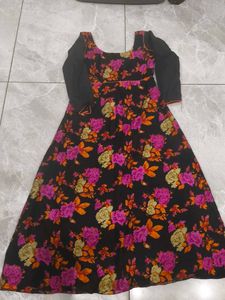 Floral Print Black Dress