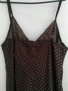 Brown Polka Dot Slip Dress