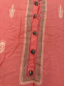 Peach Embroidered Kurta