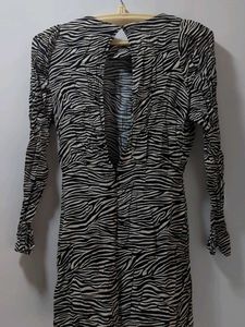 Zebra Print Backless Mini Dress