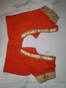 Orange Festive Saree With Embroidery + Stones Work