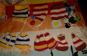 Infants Kids Combo 3 Caps And Mittens
