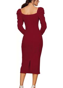 Elegant Burgundy Midi Dress