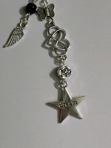 Metalic Wing And Heart Phone Charm