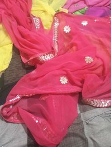 Elegant Pink Embellished Saree