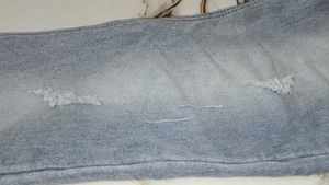 Distressed Gray Denim Jeans