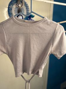 Ribbed Tie-Back Crop Top