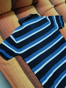 JM Sport Men Striped Cotton Casual Polo Tshirt