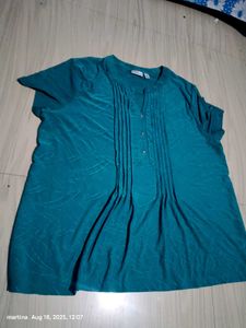 Teal Button-Detail Top