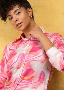 Pink Marble Print Button-Down