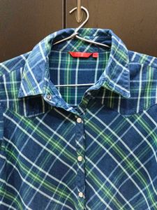 Blue Plaid Button Down Shirt