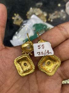 Vintage Gold Tone Enamel Earrings