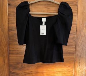 H&M Black Puff Sleeve Top