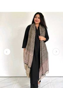 Black Kurti with Printed Scarf