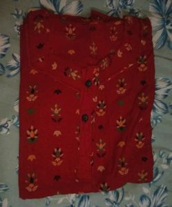 New Red Floral Print Cotton Nighty