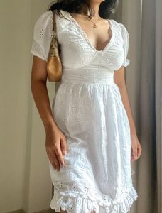White Eyelet Mini Dress