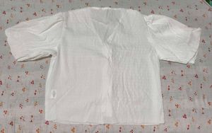 Vintage White Textured Button-Up Top