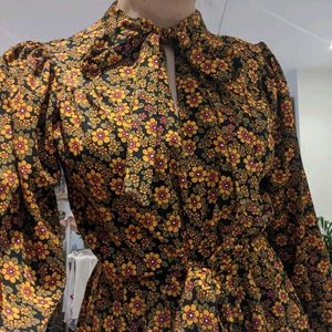 Topshop Disty Floral Print Long Sleeve Playsuit