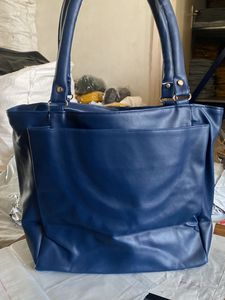 Stylish Blue Quilted Tote Bag