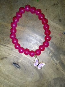 Pink Beaded Bracelet with Charm