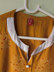 Mustard Yellow Kurti with Button Detail