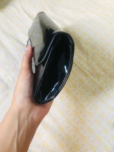 Chic Black Clutch with coin pouch Attached