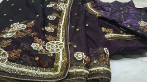 Full Net Saree With Blouse Design