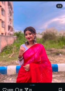 Red Sequin Saree