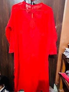 Red Chikenkari Kurta ❤️