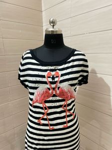 Striped Flamingo Print Dress