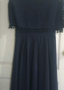 Navy Blue PomPom Dress