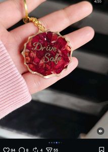 Drive Safe Rose Petal Keychain