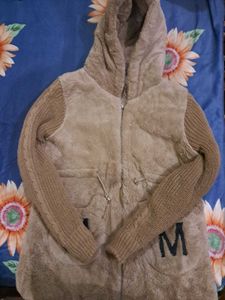 Fuzzy Knit Hooded Jacket