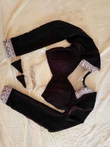 Back Open Customisrd Velvet Blouse