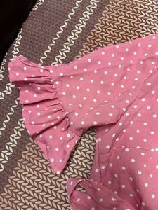 Pink Polka Dots Wrap Around Peplum Top Harpa Retro