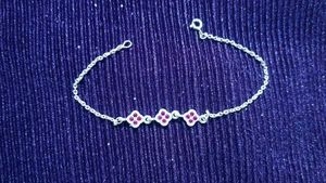 Real Silver Bracelet with Red Diamond Accents