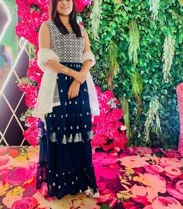 Blue Chikankari Plazoo Set