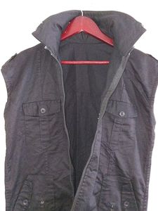 Black Collar Zipped With hoodie Multi pocket Coat