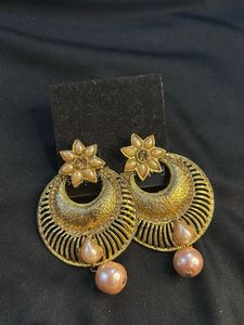 Elegant Golden Pearl Drop Earrings for Girls