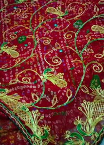 Red &amp; Gold Embroidered Sari