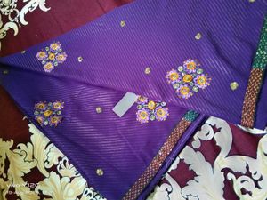 Purple Georgette Embroidery Saree