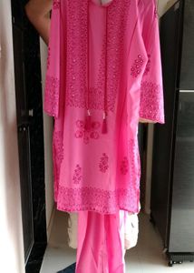 Pink Embroidered Kurta Set