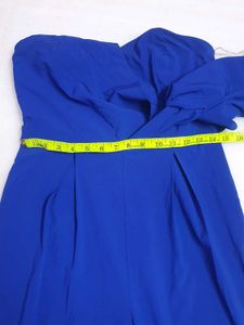 Royal Blue Strapless Tie-Waist Jumpsuit